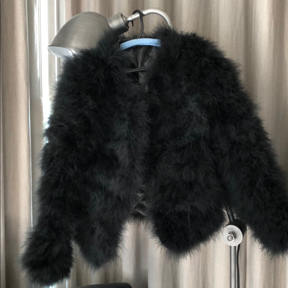 Black feather jacket Size 0 XXS XS NWOT